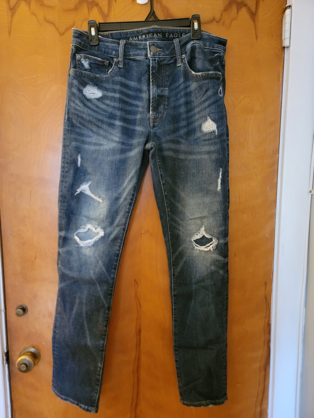 American Eagle Outfitters Men’s Slim Straight Distressed Jeans - Blue